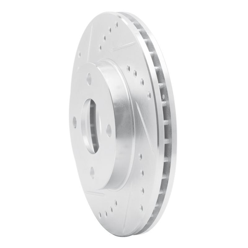 Ford Ikon Brake Rotor (1) - Front Left - R1 Concepts - Drilled & Slotted - Silver - `00-`15